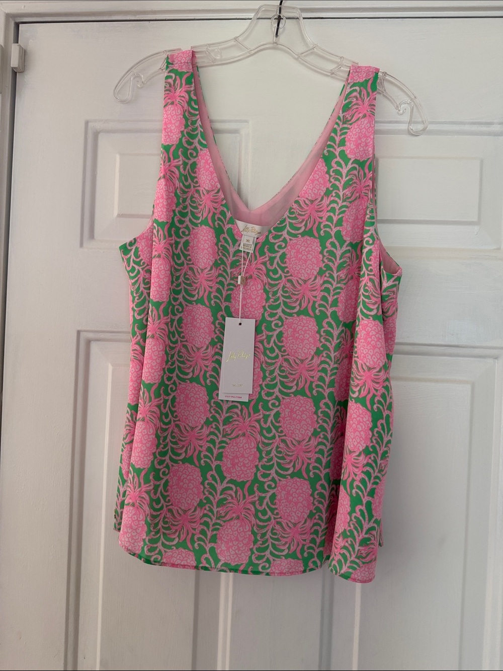 Lilly Pulitzer Pink & Green Pineapple V-Neck Camisole